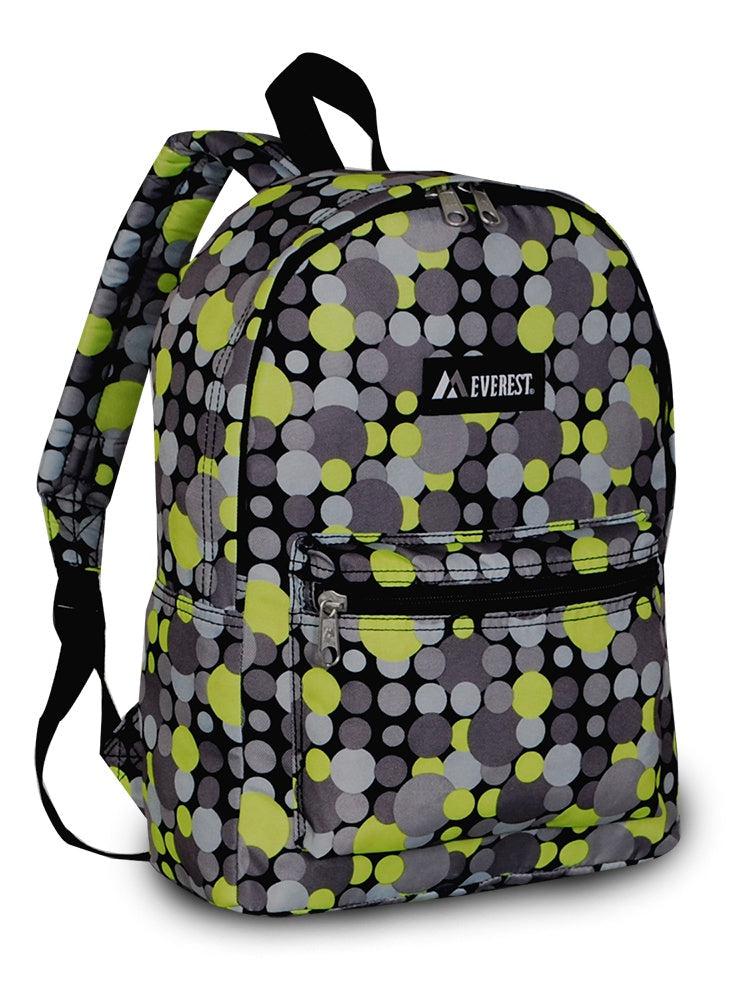 Everest Backpack Book Bag - Back to School Basics - Fun Patterns & Prints-Yellow/Gray Dot-