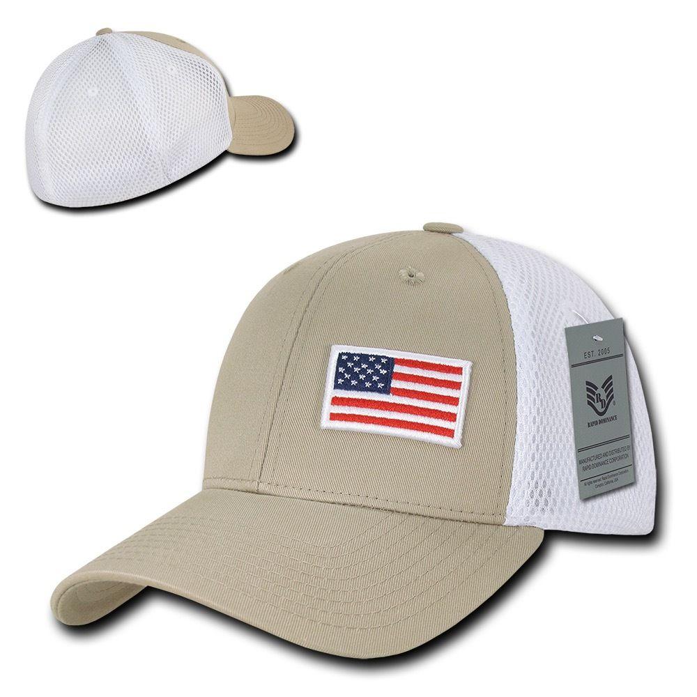 1 Dozen Aero Foam Flex USA Flag Military Mesh Baseball Cotton Caps Wholesale Lots-