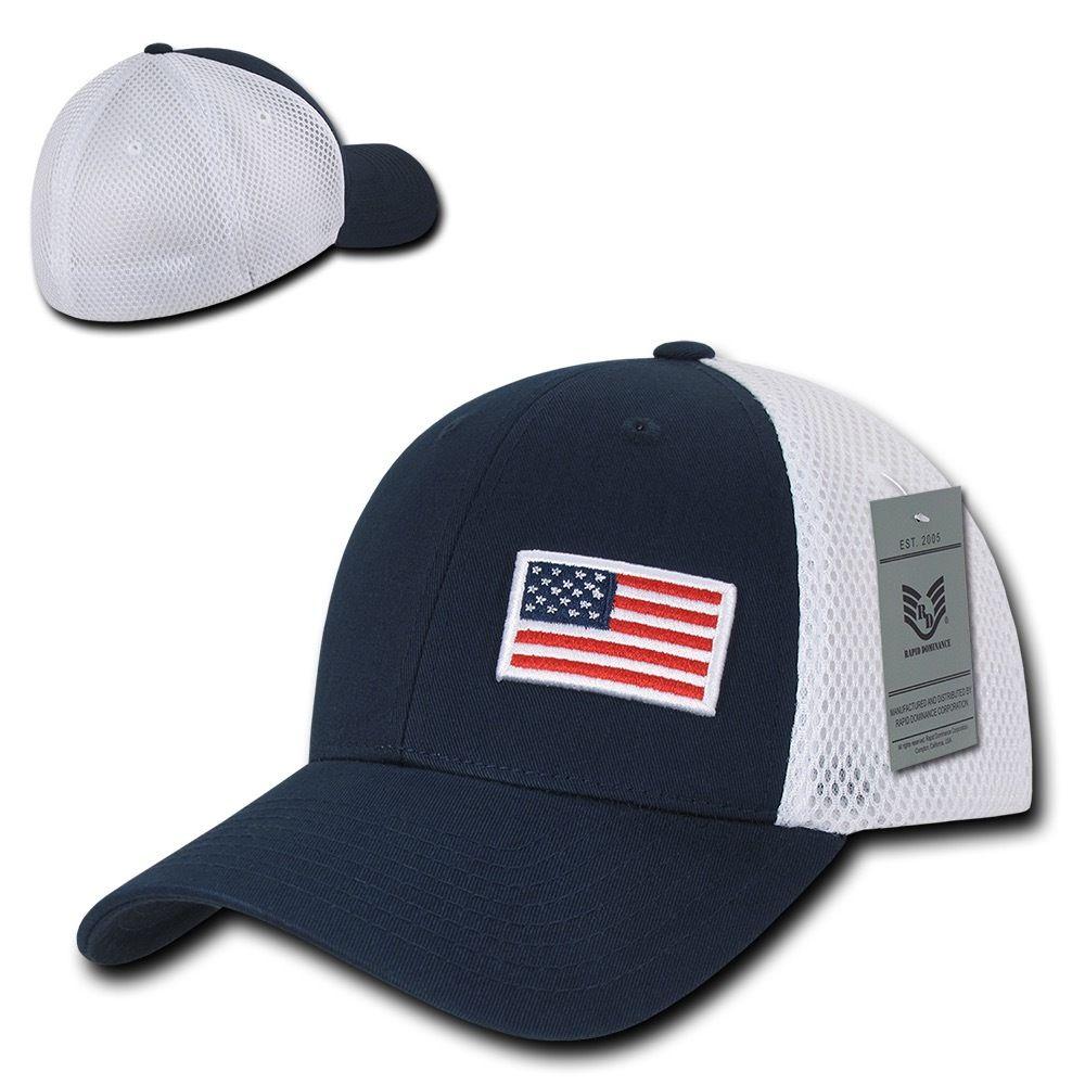 1 Dozen Aero Foam Flex USA Flag Military Mesh Baseball Cotton Caps Wholesale Lots-