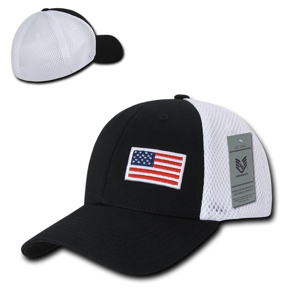 1 Dozen Aero Foam Flex USA Flag Military Mesh Baseball Cotton Caps Wholesale Lots-