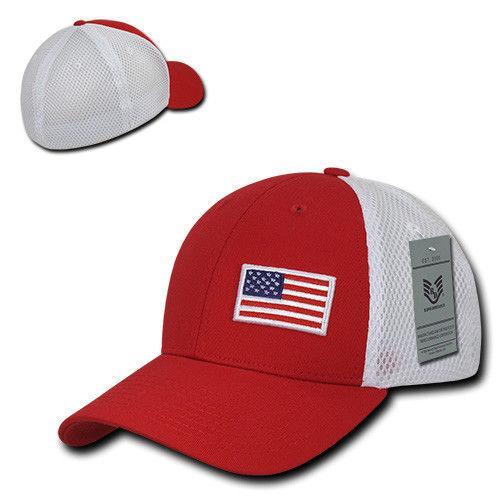 1 Dozen Aero Foam Flex USA Flag Military Mesh Baseball Cotton Caps Wholesale Lots-