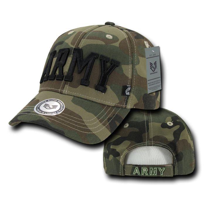 1 Dozen Army Marines Camouflage Military Baseball Caps Hats Wholesale Lots-Woodland - Army Text-