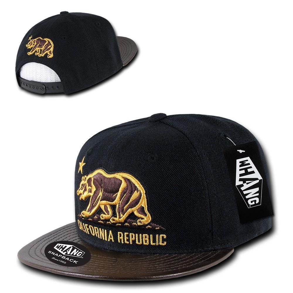 1 Dozen California Republic 6 Panel Flat Vinyl Bill Snapback Hats Caps Wholesale Bulk-