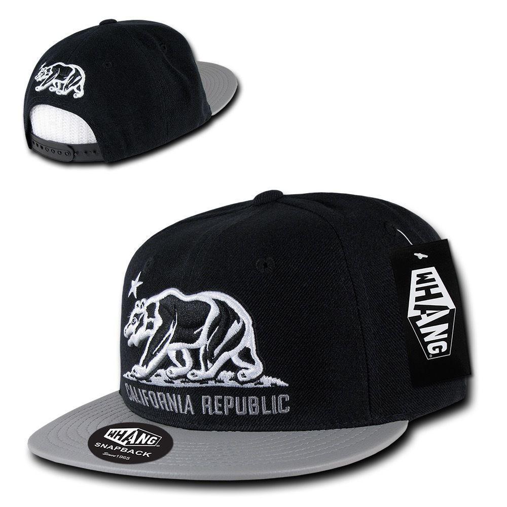 1 Dozen California Republic 6 Panel Flat Vinyl Bill Snapback Hats Caps Wholesale Bulk-