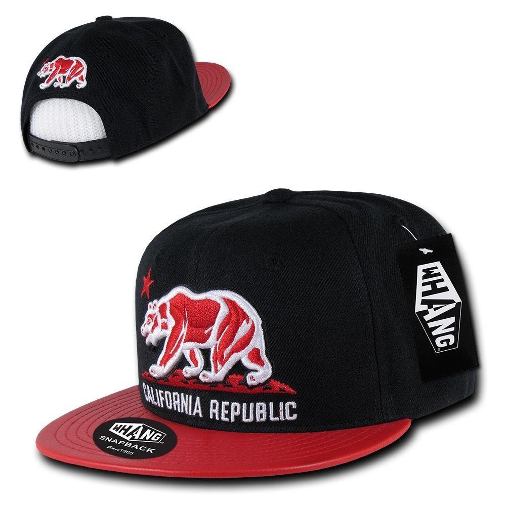 1 Dozen California Republic 6 Panel Flat Vinyl Bill Snapback Hats Caps Wholesale Bulk-