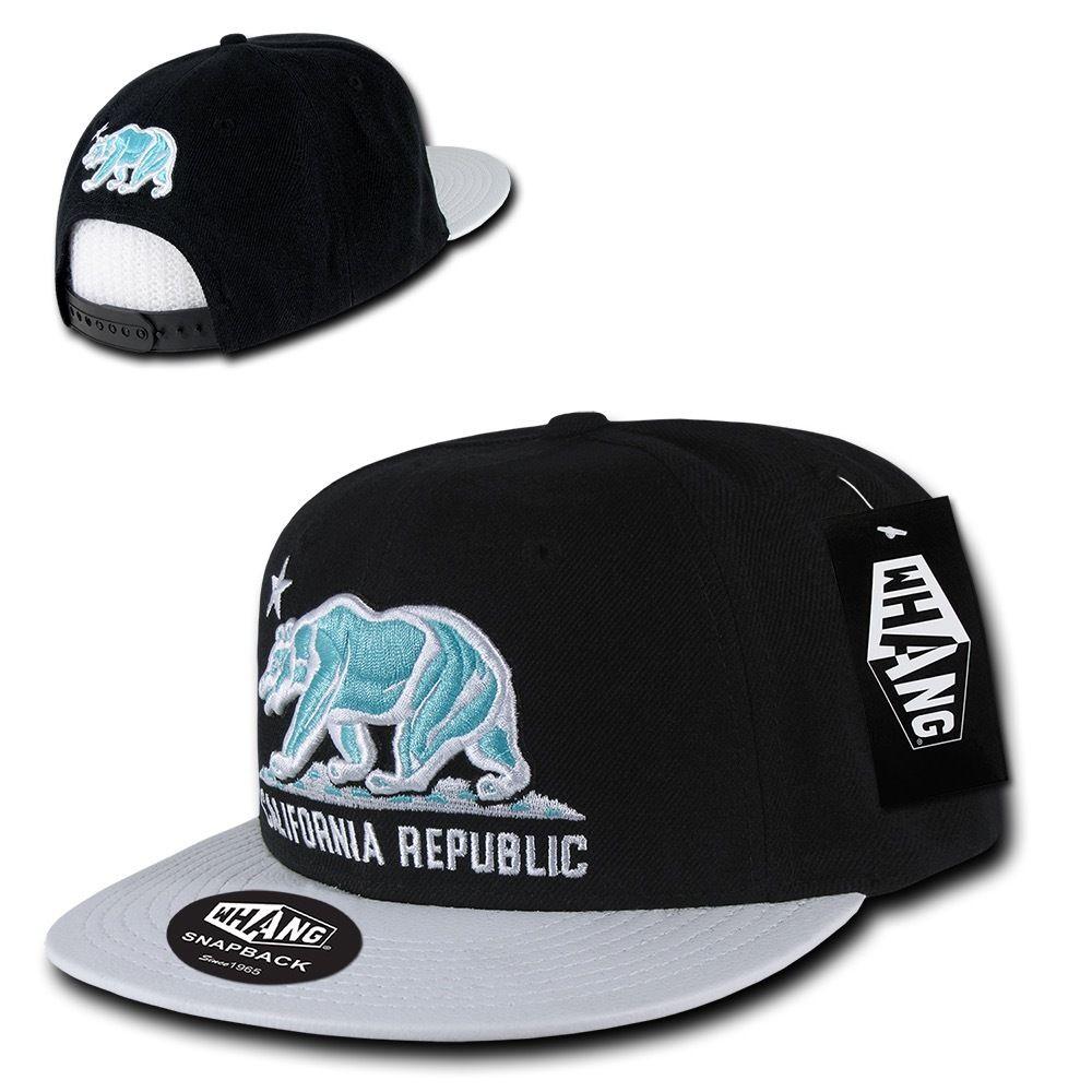 1 Dozen California Republic 6 Panel Flat Vinyl Bill Snapback Hats Caps Wholesale Bulk-