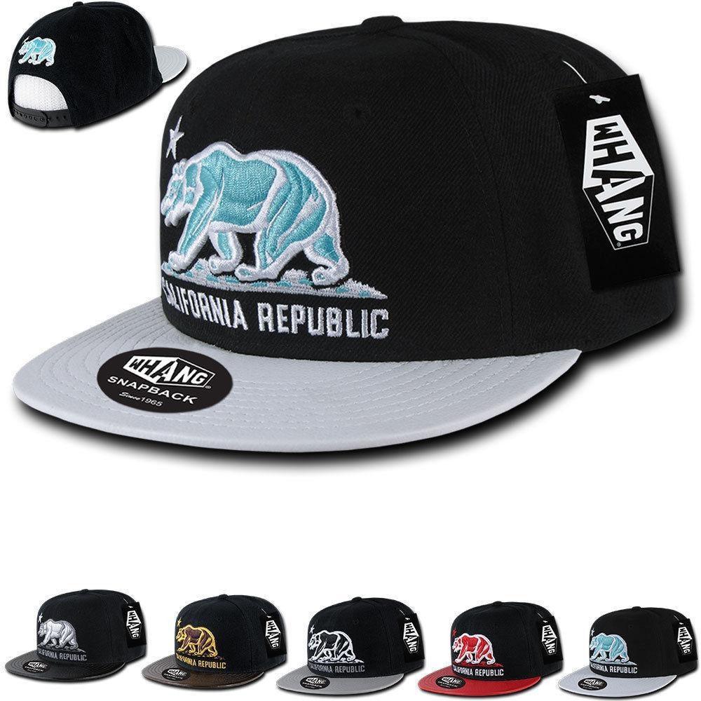 1 Dozen California Republic 6 Panel Flat Vinyl Bill Snapback Hats Caps Wholesale Bulk-