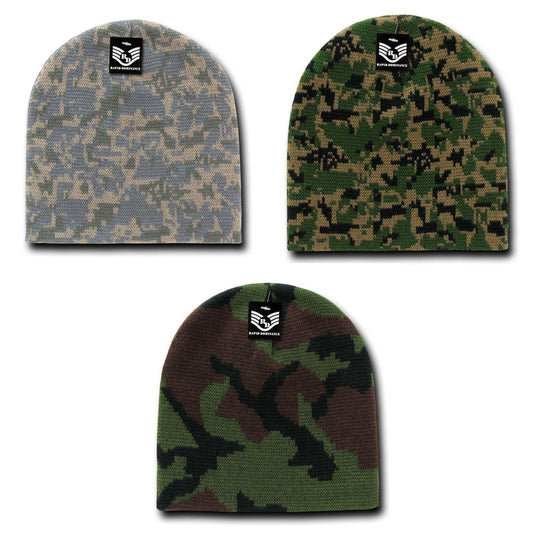 1 Dozen Camouflage Beanie Beanies Hat Gi Jacquard Knit Watch Caps Wholesale Lots-