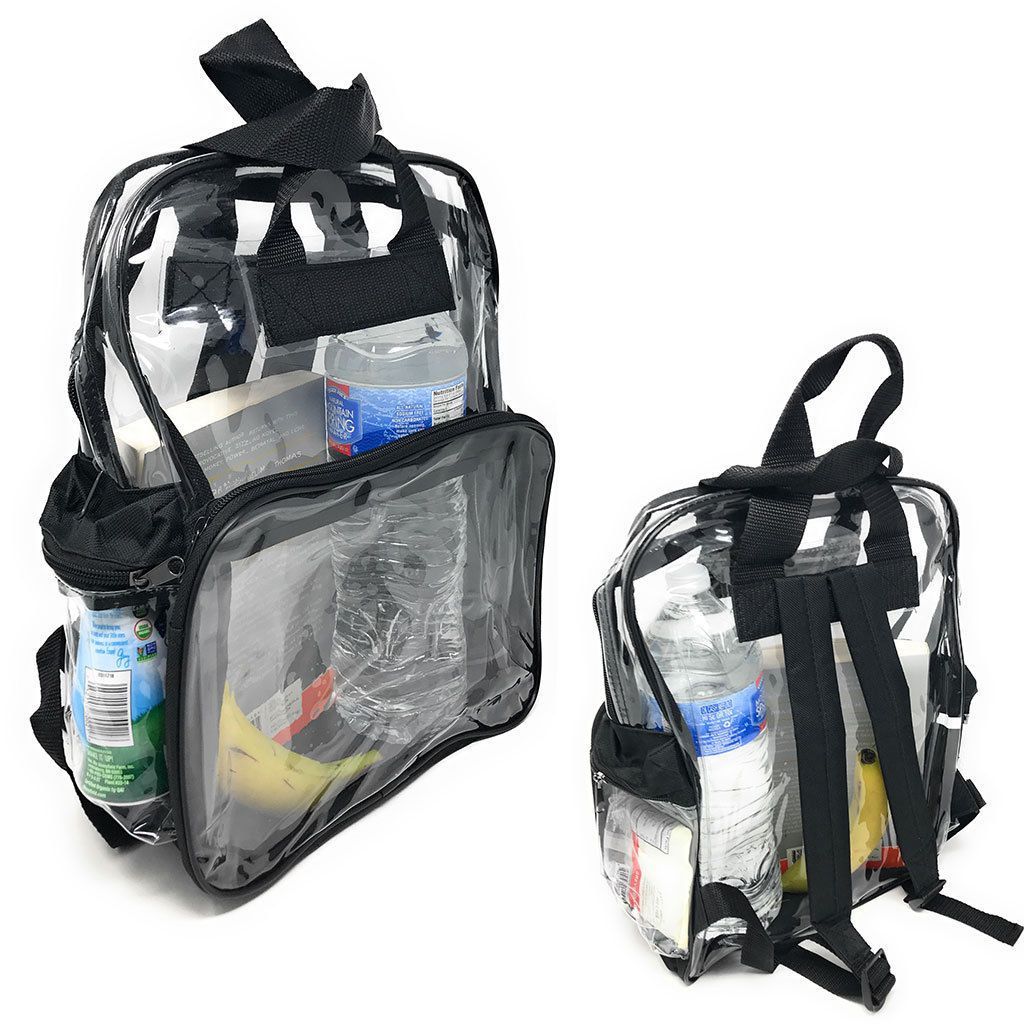 1 Dozen Clear Transparent School Security Backpack Book Tsa Travel Bags 3 Pockets Wholesale Lot Bulk-