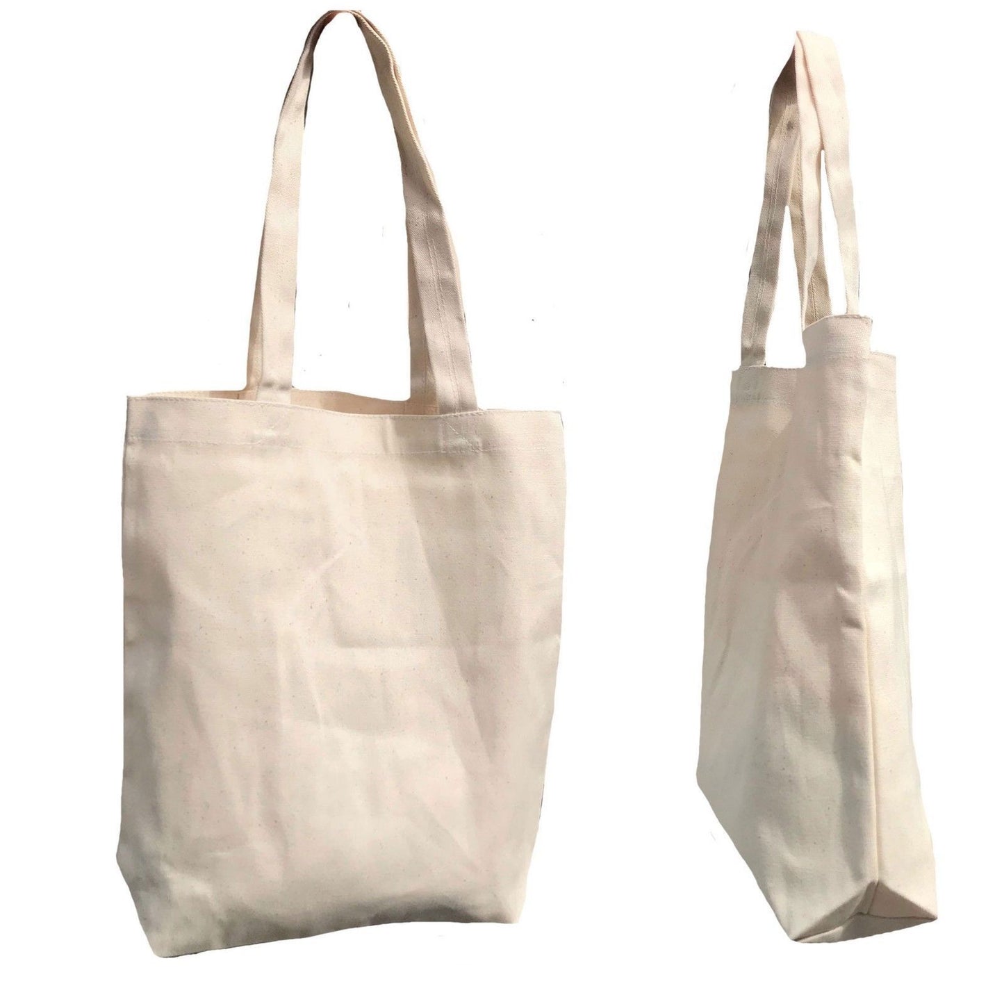 1 Dozen Cotton Reusable Grocery Shopping Tote Bags Gusset Natural Wholesale Bulk-