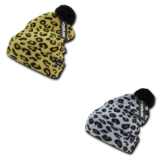1 Dozen Cuglog Atakora Fully Lined Youth Leopard Beanies Gold Wholesale Lot Bulk-