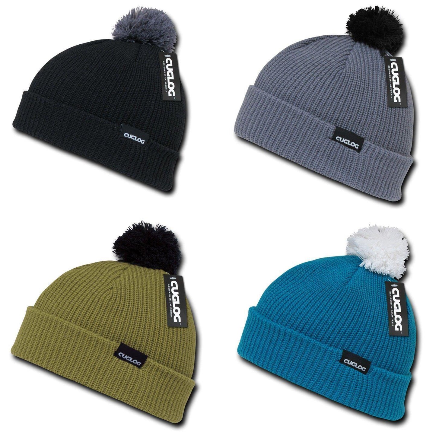 1 Dozen Cuglog Beanies Sailor Watch Knit Cuffed Pom Ski Warm Winter Whoelsale-