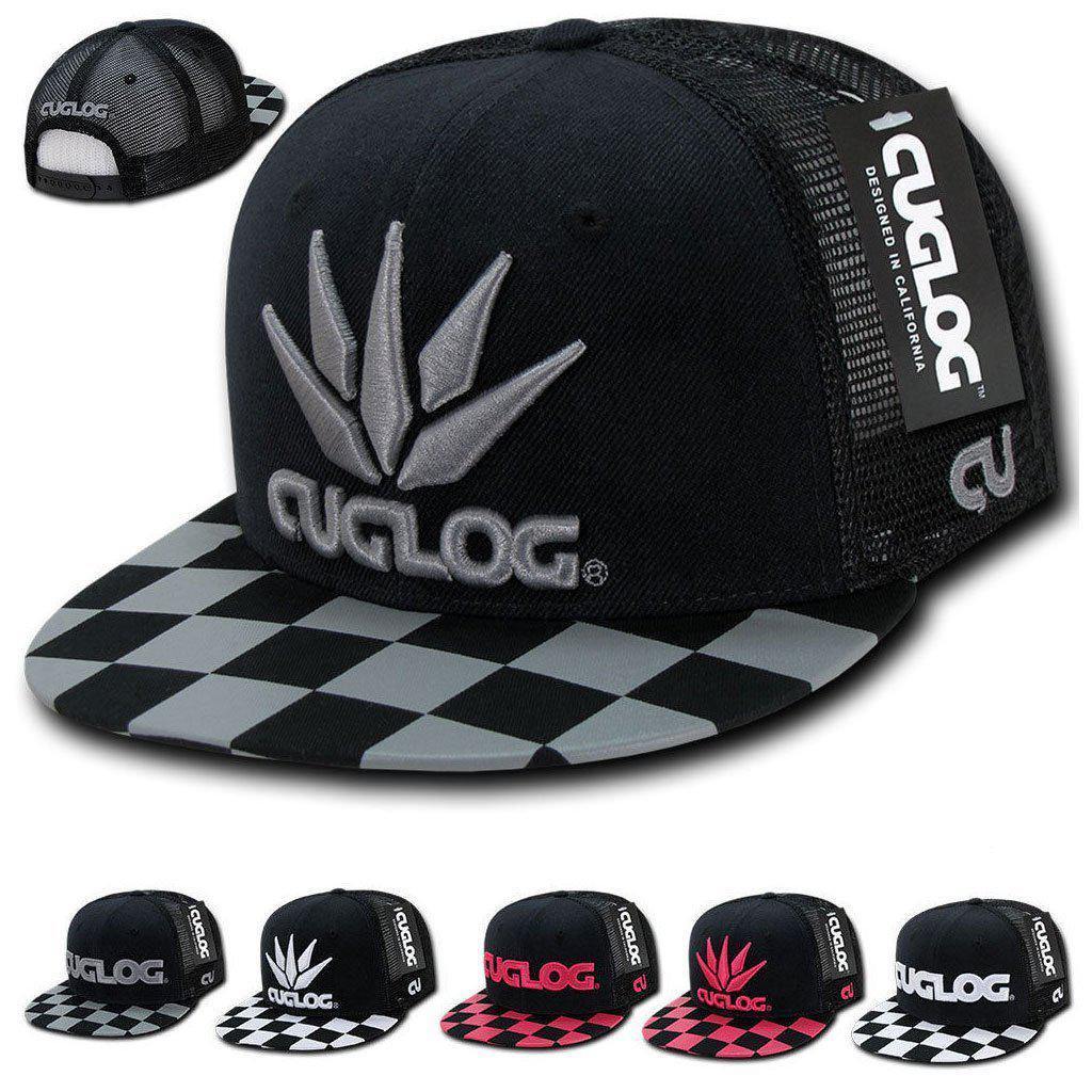 1 Dozen Cuglog Checker 6 Panel Retro Flat Bill Trucker Caps Hats Wholesale Lots-