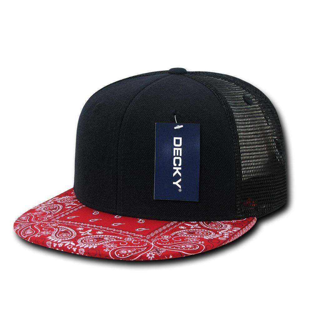 1 Dozen Decky 6 Panel Flat Bill Bandana Trucker Hats Caps Wholesale Lots!!-