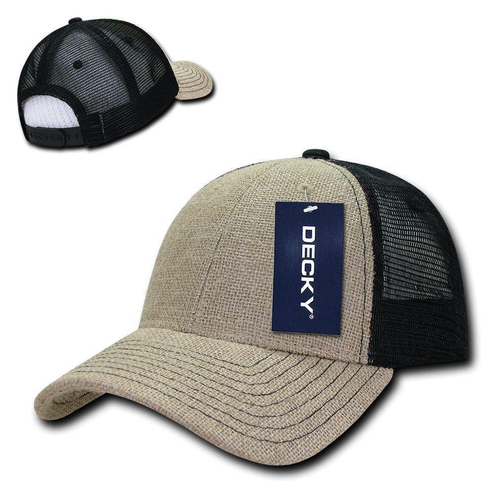 1 Dozen Decky 6 Panel Jute Crown Curved Bill Baseball Trucker Caps Wholesale Lot-