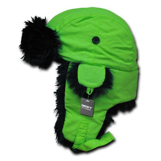 1 Dozen Decky Aviator Trooper Neon Faux Fur Ear Flap Hats Caps Wholesale-