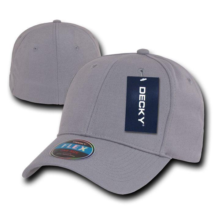 1 Dozen Decky Blank Fit All Flex Fitted Baseball Hats Caps 6 Panels Wholesale Lot-