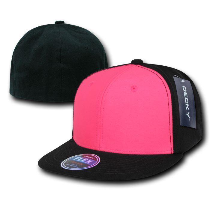 1 Dozen Decky Blank Retro Neon Flat Bill Flex Fit Fitted Baseball Hats Wholesale-