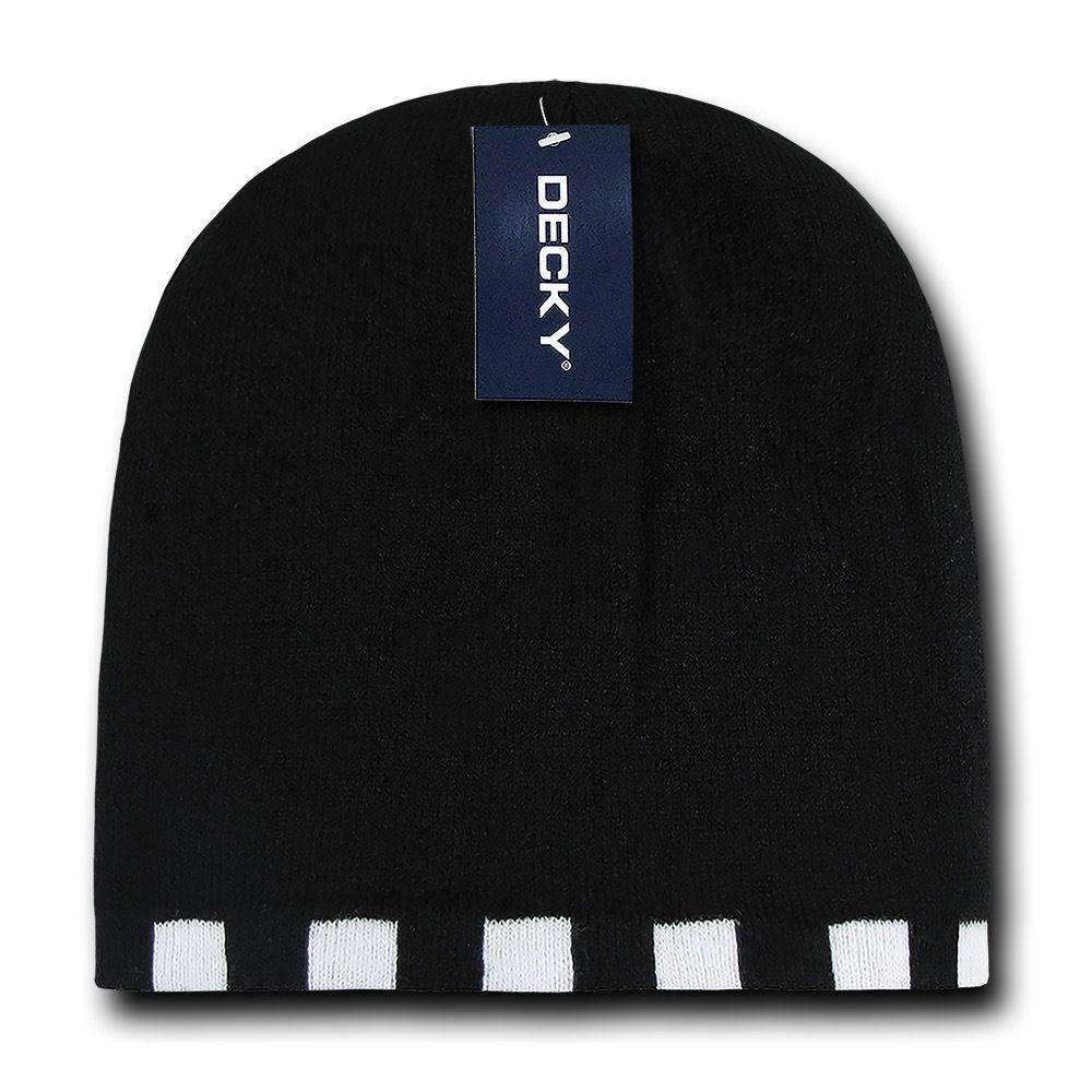 1 Dozen Decky Checkered Reversible Beanies Ski Skull Hats Caps Wholesale Lots-BLACK-