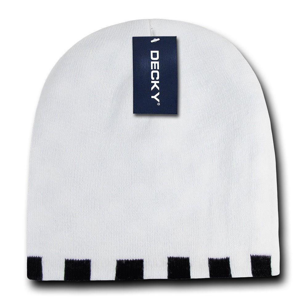 1 Dozen Decky Checkered Reversible Beanies Ski Skull Hats Caps Wholesale Lots-BLACK-