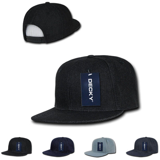 1 Dozen Decky Denim High Crown Snapback Cotton 6 Panel Hats Caps Wholesale Lots-