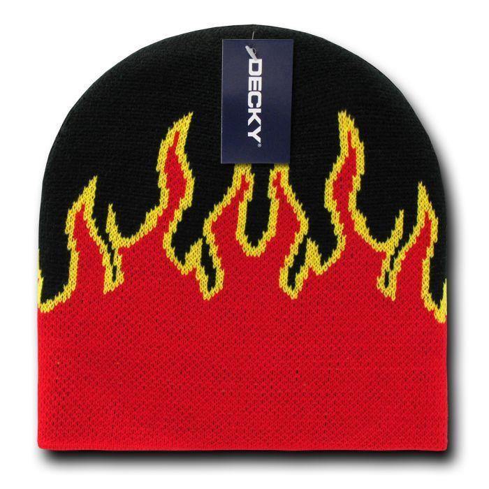 1 Dozen Decky Fire Flames Tribal Beanies Hats Caps Ski Skull Short Wholesale Lot-