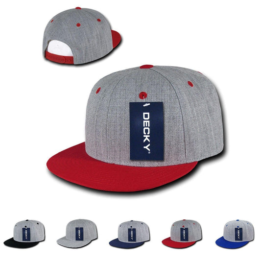 1 Dozen Decky Heather Grey Snapback Two Tone 6 Panel Retro Hats Caps Wholesale Lots-