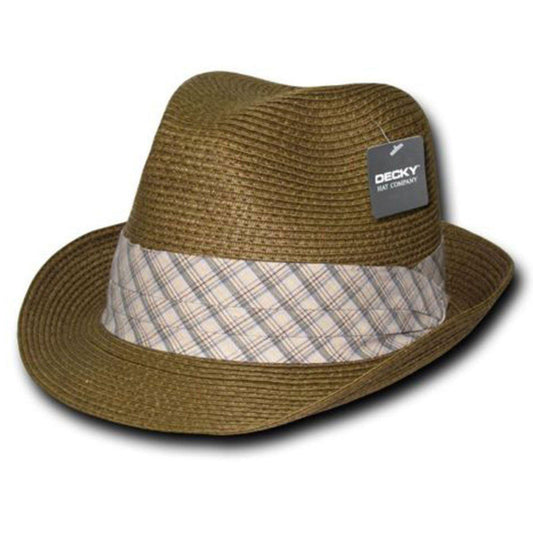 1 Dozen Decky Paper Braid Woven Fedora Trilby Panama Fashion Hat Brown Wholesale-