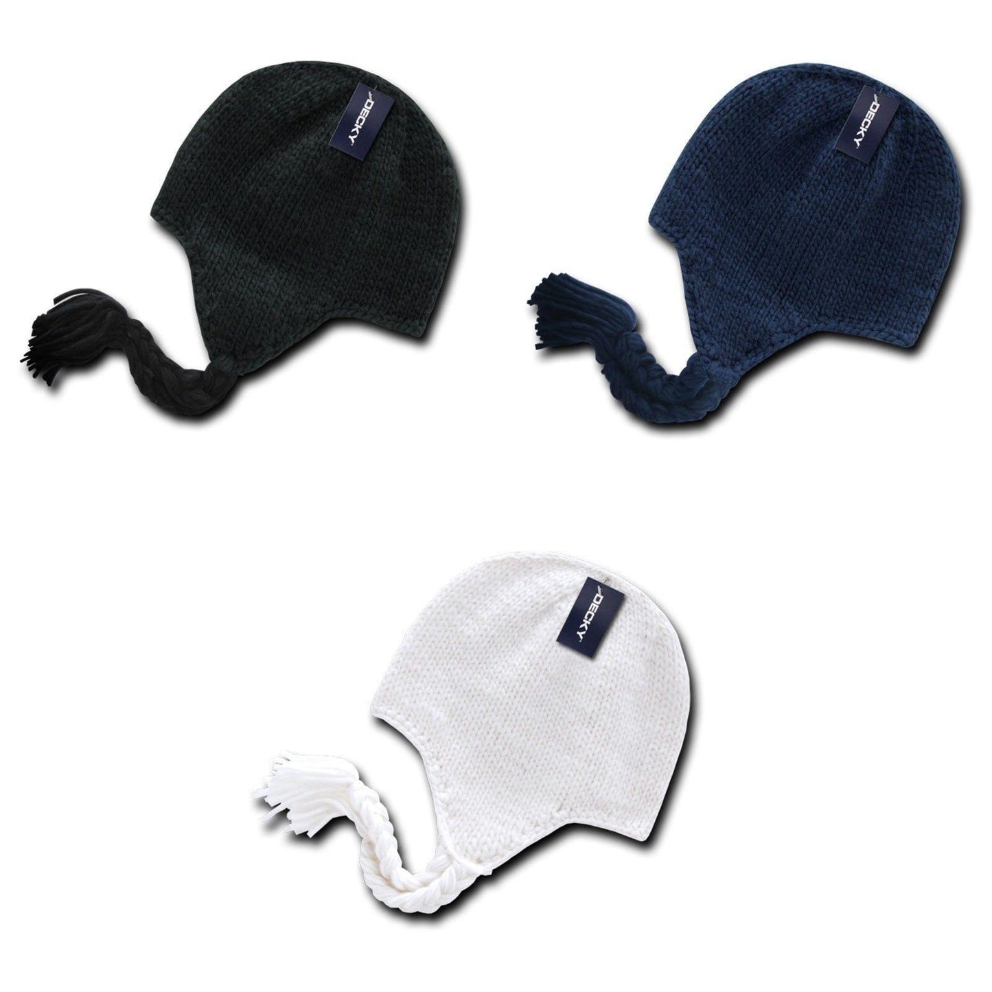 1 Dozen Decky Peruvian Knit Beanies Braided Ear Tails Chullo Caps Hats Wholesale-