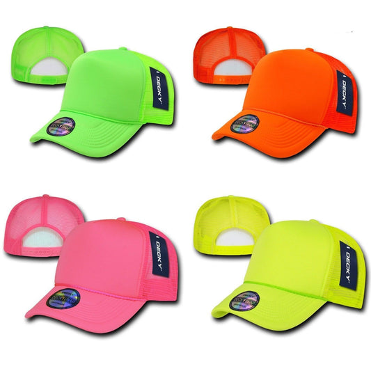1 Dozen Decky Plain Neon Foam Mesh Trucker Hats Caps Snapback Wholesale-