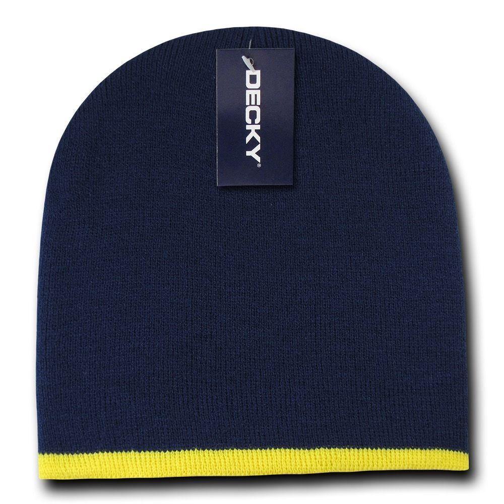 1 Dozen Decky Single Striped Two Tone Beanies Ski Skull Caps Hats Wholesale Lot-