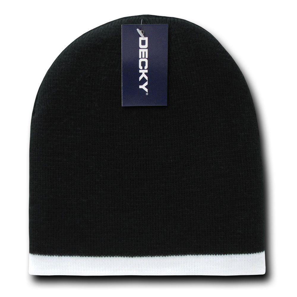 1 Dozen Decky Single Striped Two Tone Beanies Ski Skull Caps Hats Wholesale Lot-
