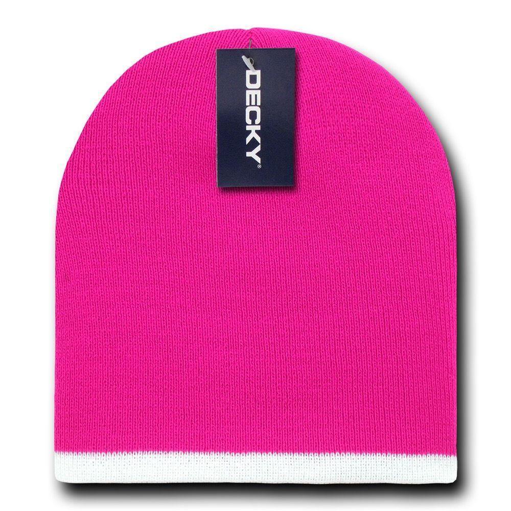 1 Dozen Decky Single Striped Two Tone Beanies Ski Skull Caps Hats Wholesale Lot-