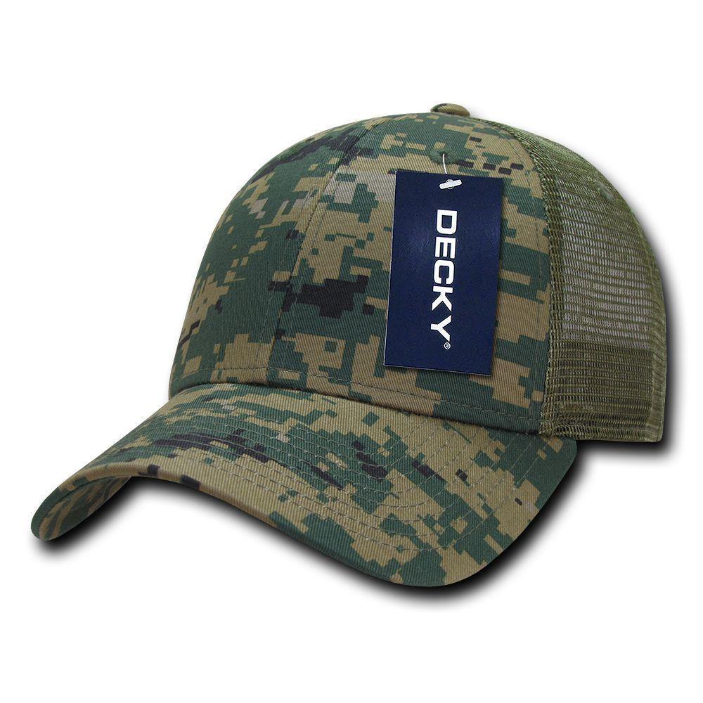 1 Dozen Decky Structured Camouflage Trucker Pre Curved Bill Caps Hats Wholesale Lots-
