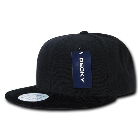 1 Dozen Decky Velvet Black Visor Snapback 6 Panel Flat Bill Caps Cap Wholesale-