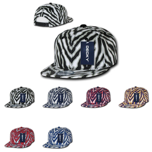 1 Dozen Decky Ziger Animal Print Flat Bill Hats Caps Baseball Zebra Wholesale Lots-