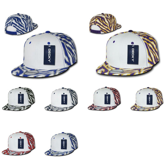 1 Dozen Decky Ziger Zebra Animal Print Flat Bill Hats Caps Baseball Wholesale-
