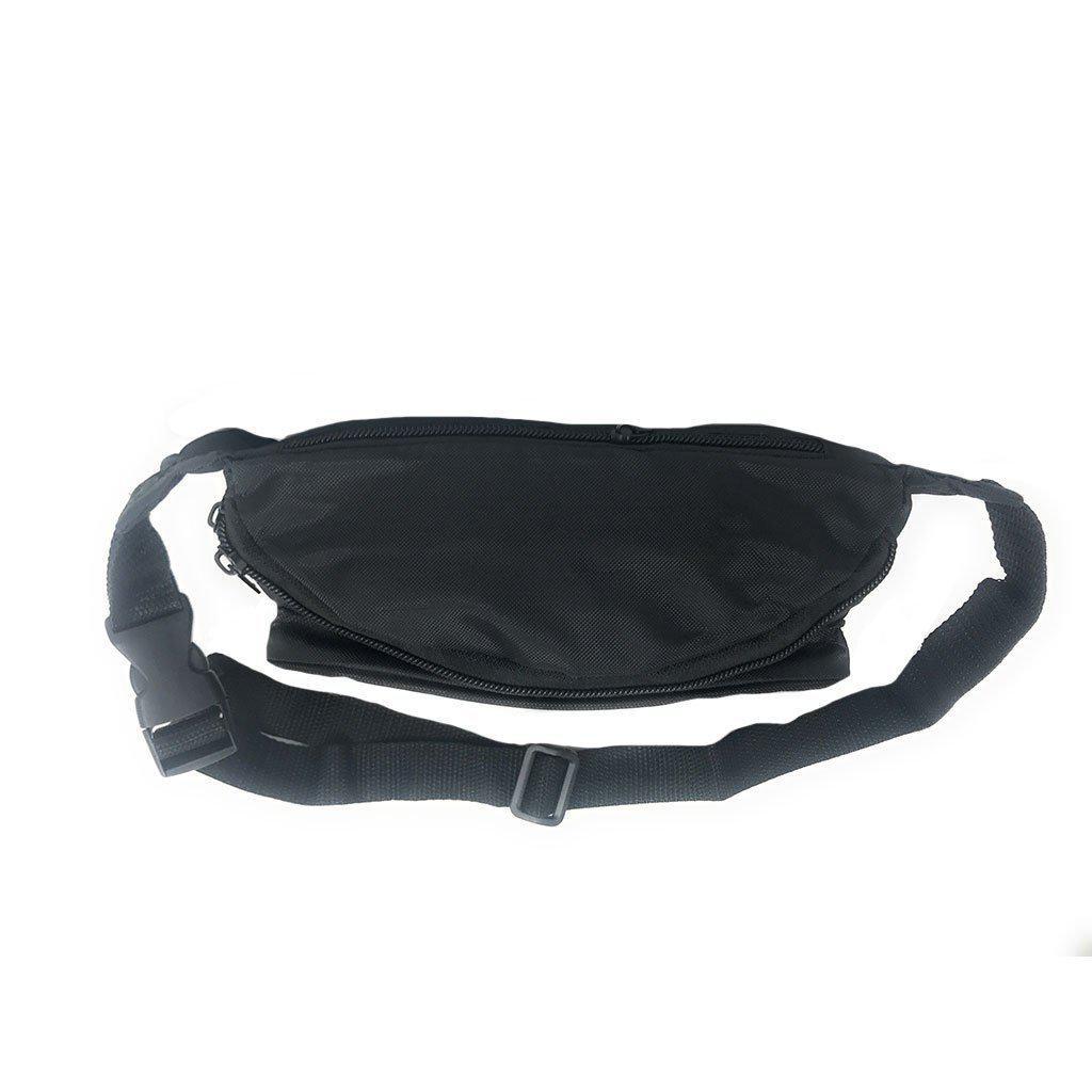 1 Dozen Fanny Pack Man Purse Travel Pouch Bag Money Holder 3 Pockets 42inch Wholesale Bulk-Black-