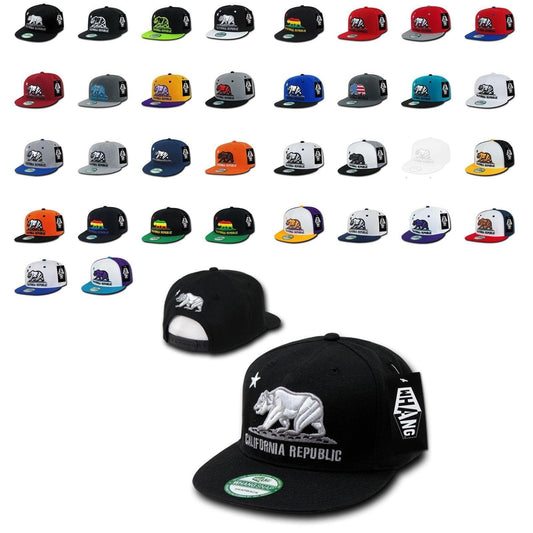 1 Dozen Flat Bill California Cali Republic Bear Snapback Caps Cap Hats Wholesale-