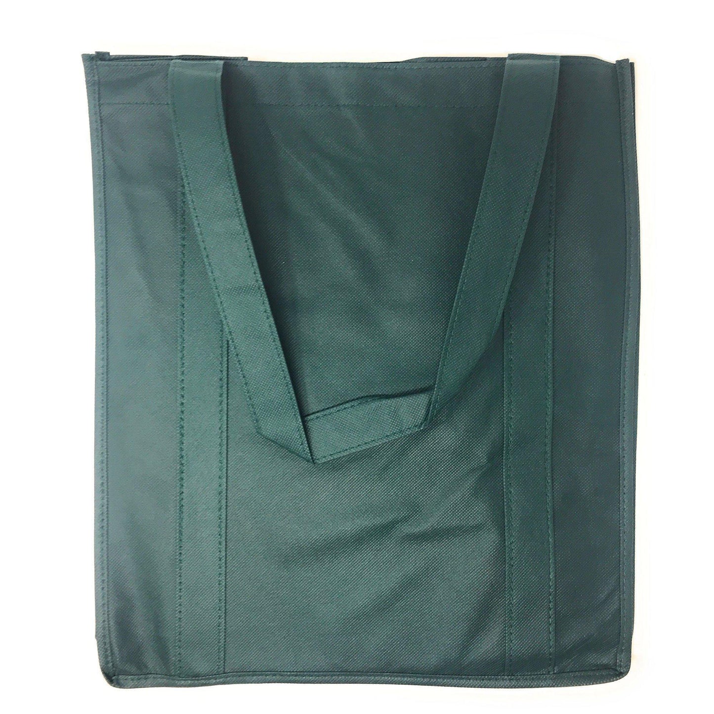 1 Dozen Reusable Grocery Shopping Totes Bags Hook & Loop Closure 14X16inch Wholesale Bulk-Dark Green-