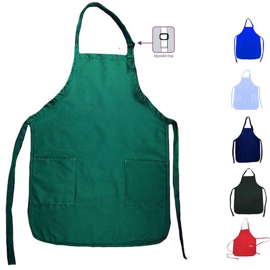 1 Dozen Full Adult Size Bib Aprons With 2 Waist Pockets Plain Solid Colors Kitchen Cook Chef Waiter Crafts Garden Wholesale Bulk-ROYAL BLUE-