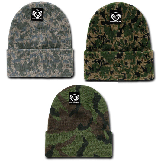 Rapid Dominance 1 Dozen Military Camouflage Cuffed Beanies Knit Watch Caps Wholesale-