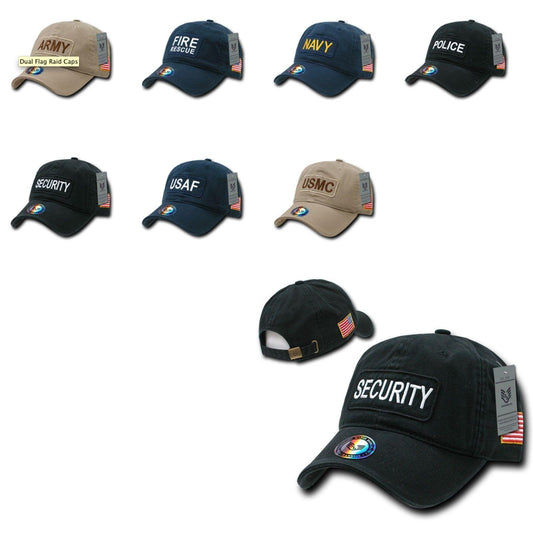 1 Dozen Military Law Enforcement 2 Ply Dual Flag Raid Caps Hats Wholesale Lots!-