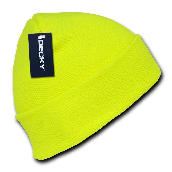 1 Dozen Neon Long Cuffed Beanies Knit Caps Hats Ski Skull Wholesale Lot-