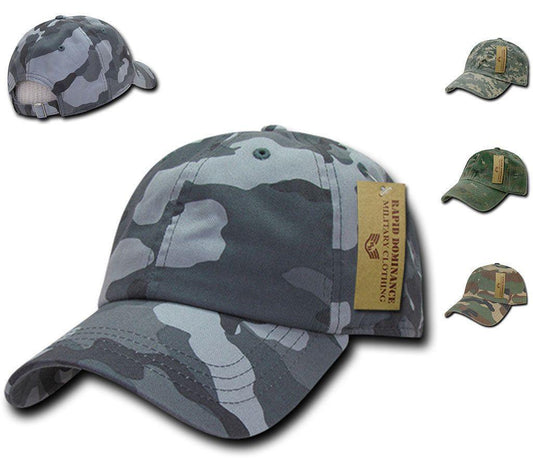 1 Dozen Relaxed Cotton Military Vintage Washed Polo Camo Hats Caps Wholesale Lots!-Woodland Camouflage-