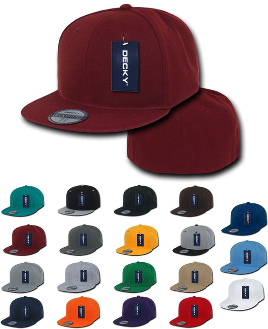 1 Dozen Decky Retro Fitted Flat Bill Baseball Hats Caps Blank Wholesale Lots!-