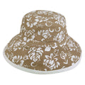 1 Dozen Summer Printed Floral Sun Bucket Caps Hats Cotton Ribbon Ties Wholesale-Khaki/White Floral-