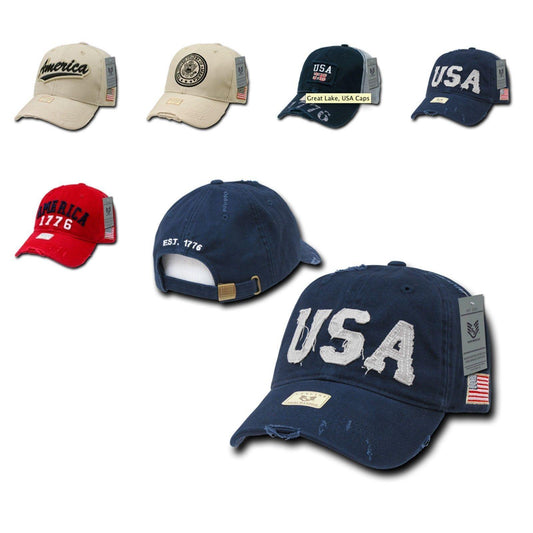 1 Dozen Rapid Dominance USA Flag Vintage American Distressed Baseball Caps Hats-