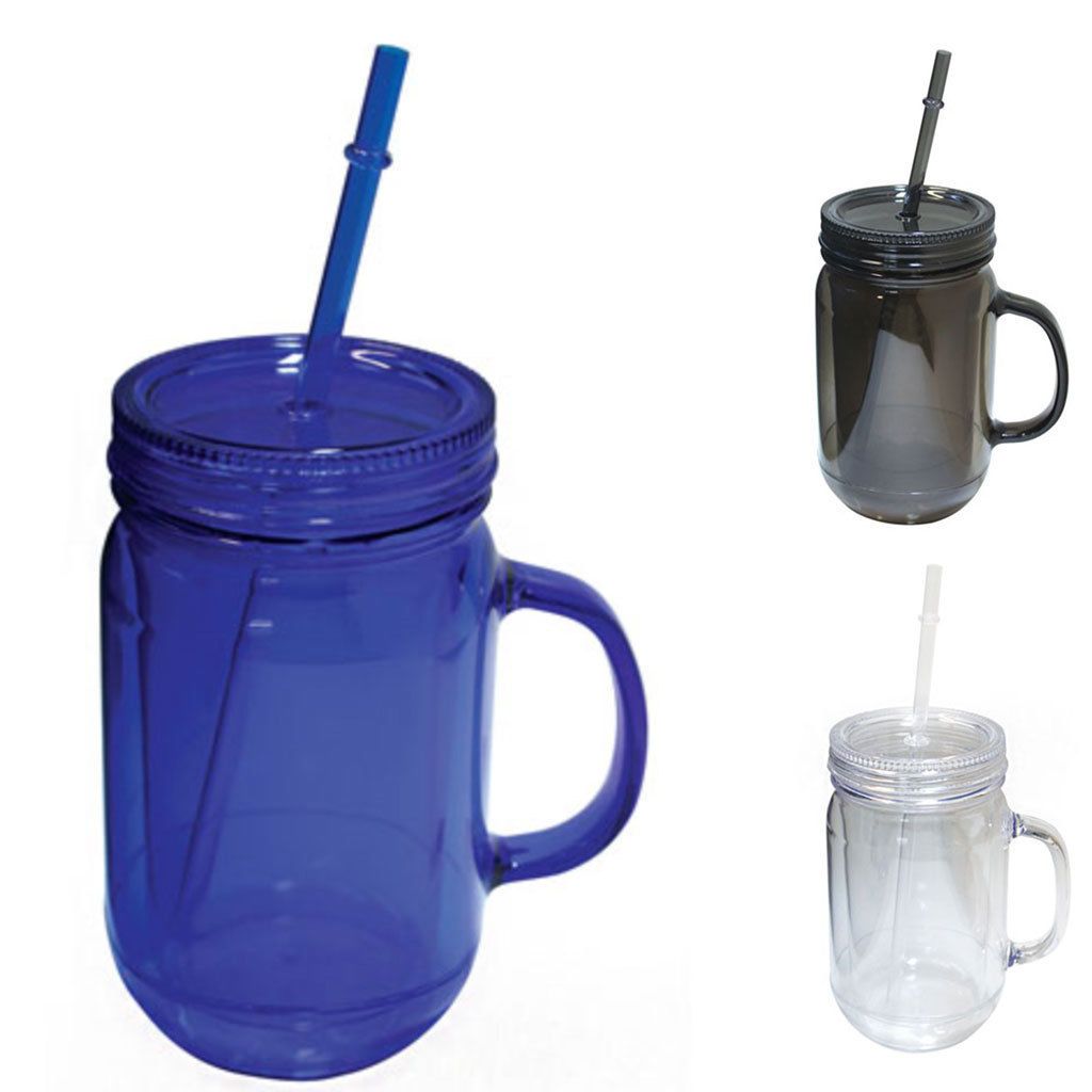 100% BPA Free Mason Jar Cup Bottle With Straw Double Wall Water Drinks 22oz / 16oz-Black-