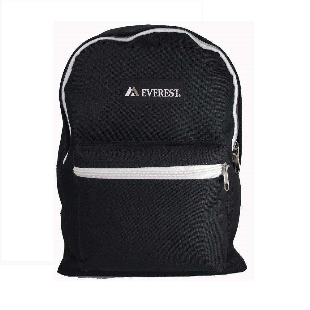Everest Backpack Book Bag - Back to School Basic Style - Mid-Size-Black / White-